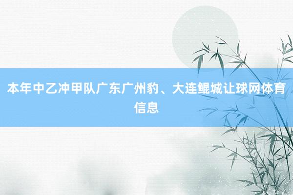 本年中乙冲甲队广东广州豹、大连鲲城让球网体育信息
