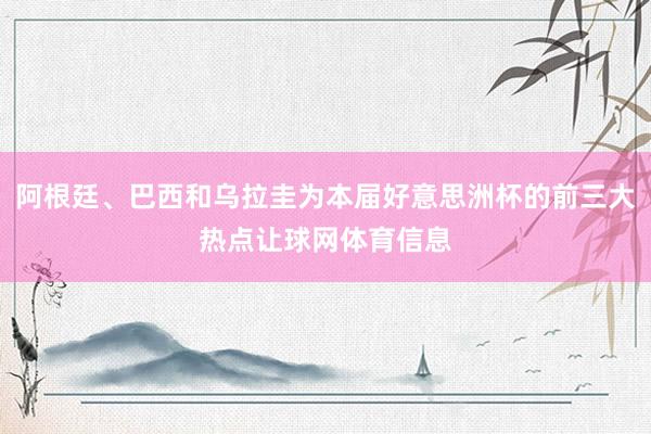 阿根廷、巴西和乌拉圭为本届好意思洲杯的前三大热点让球网体育信息