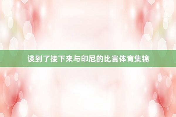 谈到了接下来与印尼的比赛体育集锦