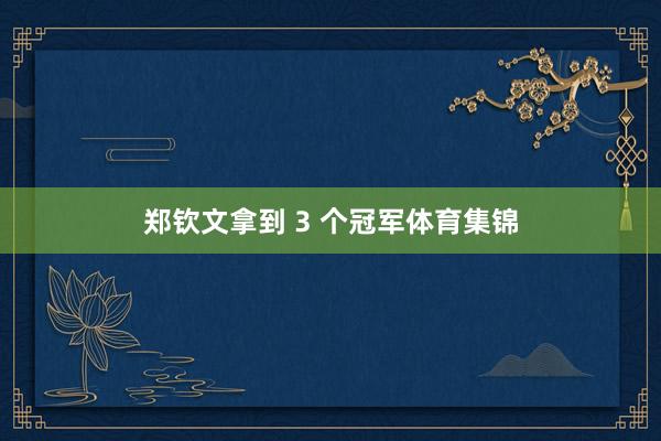 郑钦文拿到 3 个冠军体育集锦