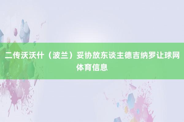 二传沃沃什（波兰）妥协放东谈主德吉纳罗让球网体育信息