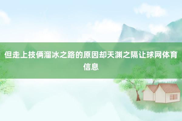 但走上技俩溜冰之路的原因却天渊之隔让球网体育信息