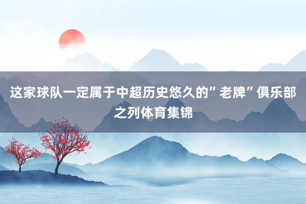 这家球队一定属于中超历史悠久的”老牌”俱乐部之列体育集锦