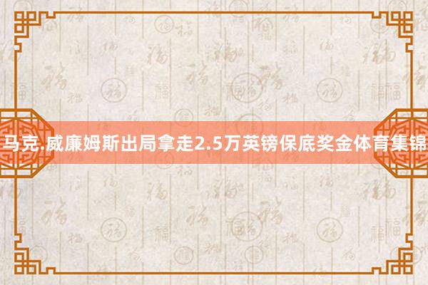 马克.威廉姆斯出局拿走2.5万英镑保底奖金体育集锦