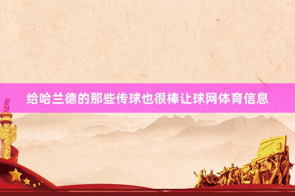 给哈兰德的那些传球也很棒让球网体育信息