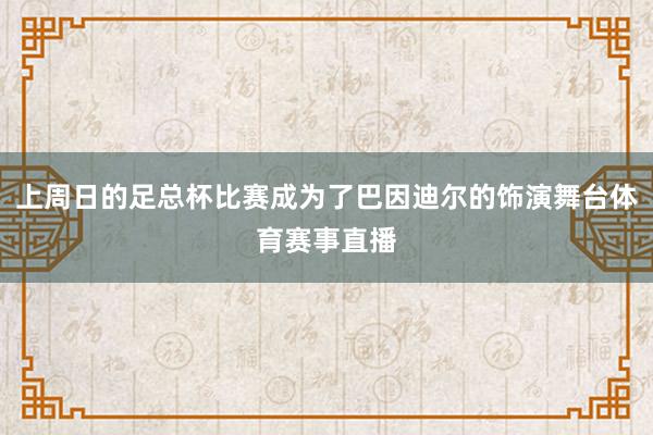 上周日的足总杯比赛成为了巴因迪尔的饰演舞台体育赛事直播