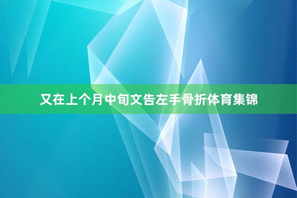 又在上个月中旬文告左手骨折体育集锦