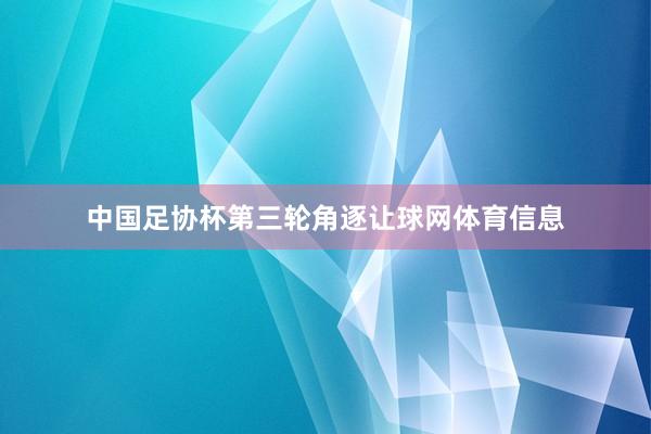 中国足协杯第三轮角逐让球网体育信息