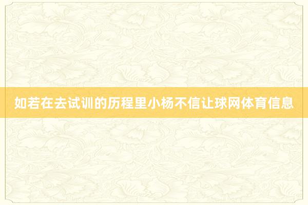 如若在去试训的历程里小杨不信让球网体育信息