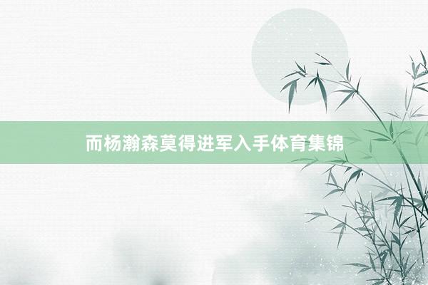 而杨瀚森莫得进军入手体育集锦