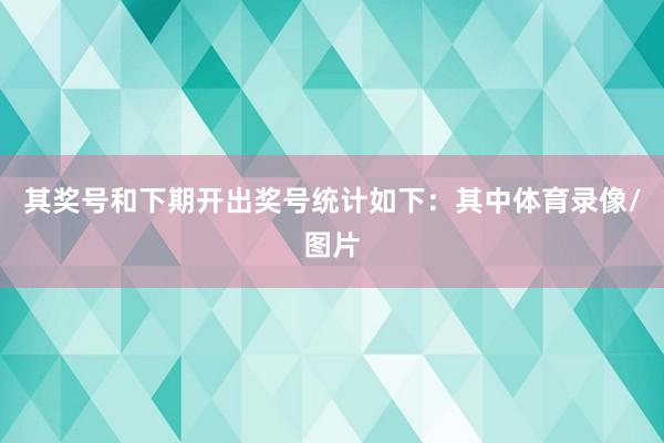 其奖号和下期开出奖号统计如下：　　其中体育录像/图片