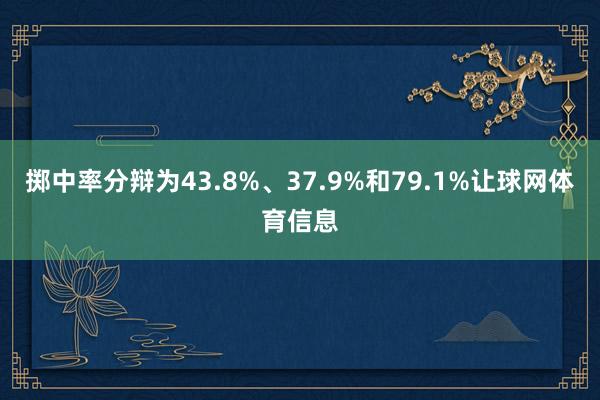 掷中率分辩为43.8%、37.9%和79.1%让球网体育信息
