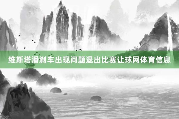 维斯塔潘刹车出现问题退出比赛让球网体育信息