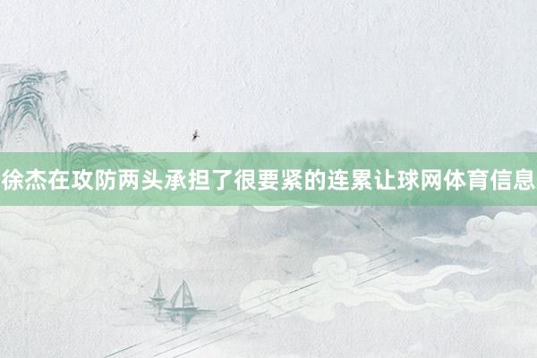 徐杰在攻防两头承担了很要紧的连累让球网体育信息
