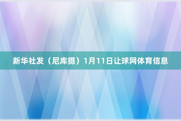 新华社发（尼库摄）1月11日让球网体育信息