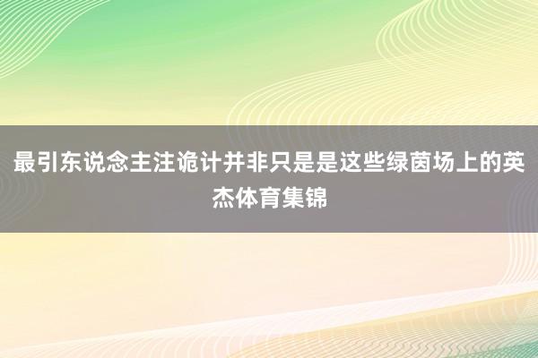 最引东说念主注诡计并非只是是这些绿茵场上的英杰体育集锦