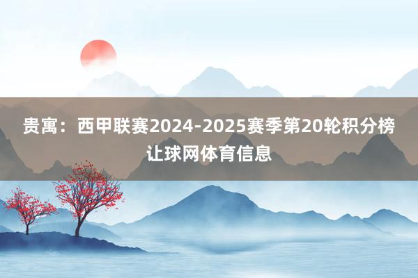贵寓：西甲联赛2024-2025赛季第20轮积分榜让球网体育信息
