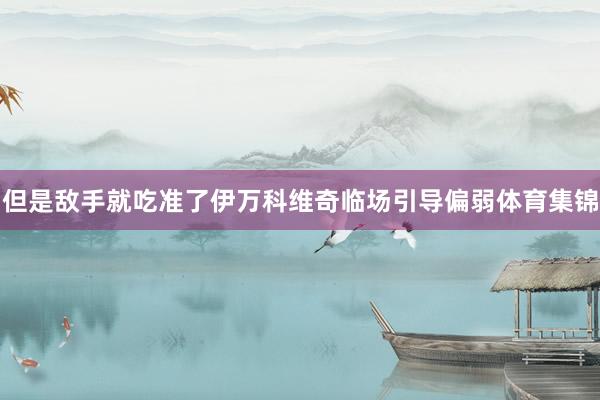 但是敌手就吃准了伊万科维奇临场引导偏弱体育集锦