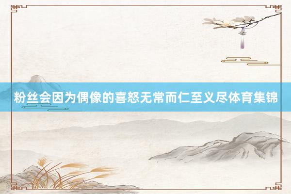 粉丝会因为偶像的喜怒无常而仁至义尽体育集锦
