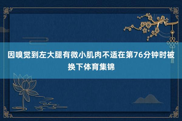 因嗅觉到左大腿有微小肌肉不适在第76分钟时被换下体育集锦