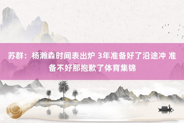 苏群：杨瀚森时间表出炉 3年准备好了沿途冲 准备不好那抱歉了体育集锦