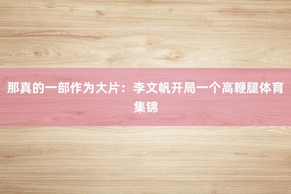 那真的一部作为大片：李文帆开局一个高鞭腿体育集锦